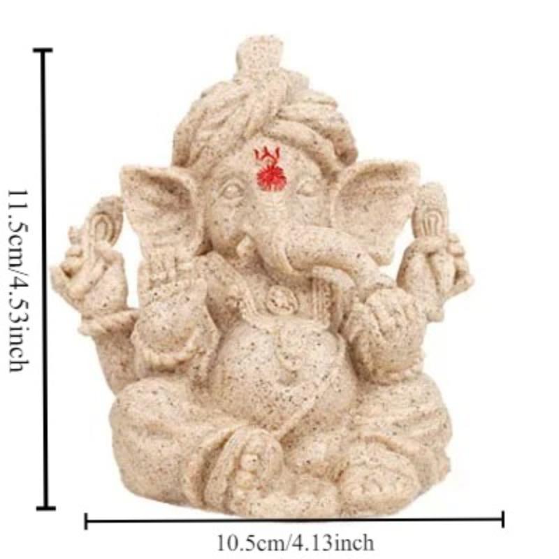 Sandstone Ganesha Statue Hand Carved Elephant God Sculpture Indian Divine Blessing Decor Yoga Meditation Altar Centerpiece