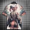 Japanese samurai samurai samurai sword tattoo girl T-shirt 3D printing universal personality anime T-shirt