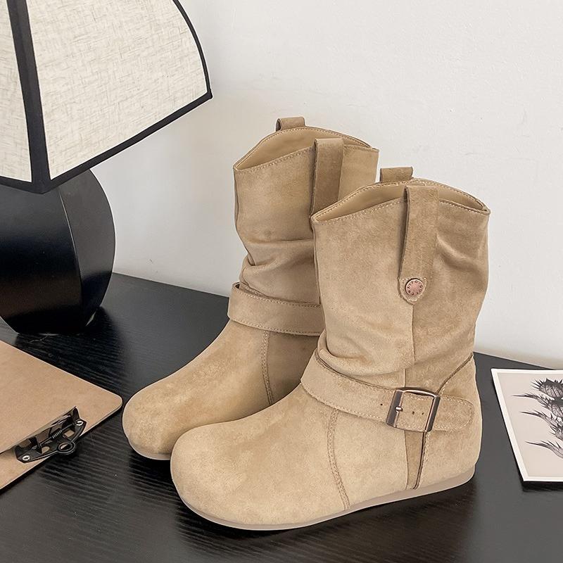 Women's 2025 Autumn and Winter New Mid-calf Boots with Built-in Height-enhancing Heeled Boots