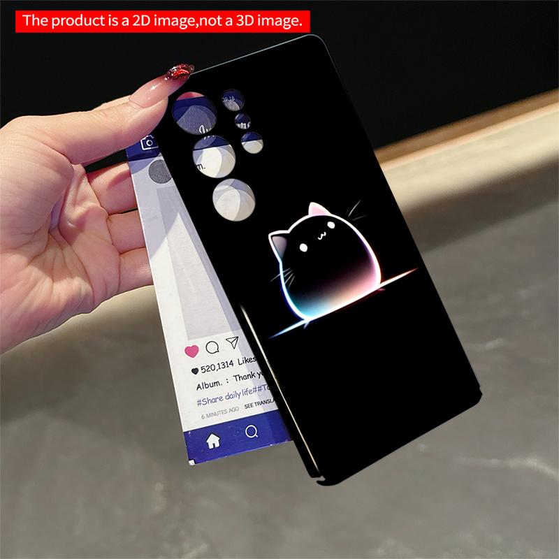 2DFlat Samsung phone case Glowing Black Cat Phone Case Applicable to Galaxy S23 S24 S25ULTRA S26 A12 A14 A15 A16 A54 A55