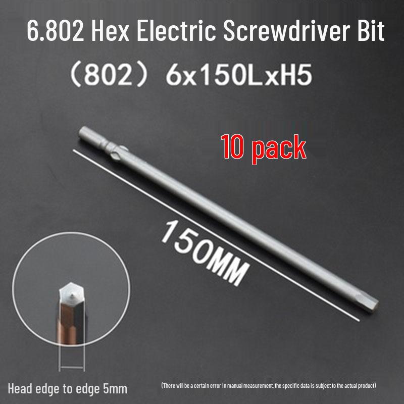 Extended Hexagonal S2 Steel Electric Screwdriver Bit with 5mm/6mm Shank