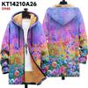 Winter British Style Hooded Zip Up Cotton Jacket Teens Streetwear 3D Print Fleece Lined