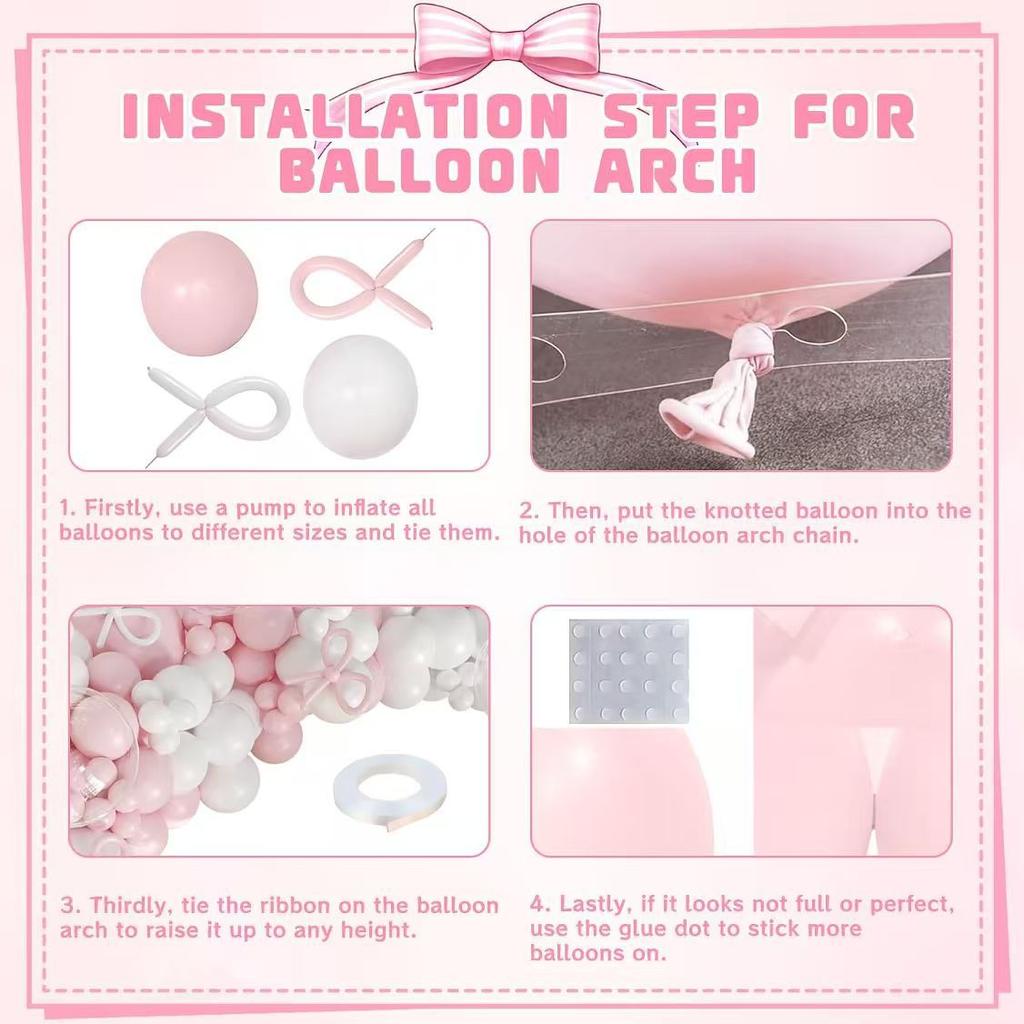 Pink White Metal Pink Balloon Chain Set, Sequined Balloon Set Party Arrangement Wedding