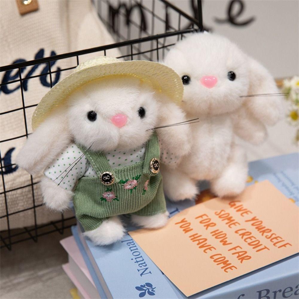 Clothes and Hats Gardener Little Rabbit Doll Handmade Rabbit Plush Doll Backpack Decor