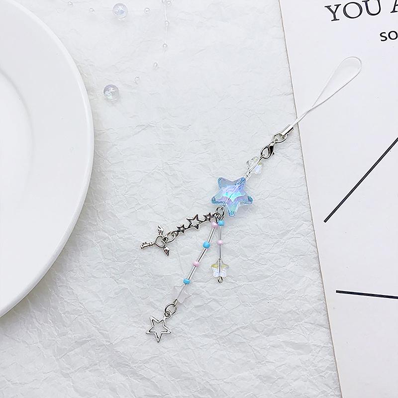 Kawaii Sladká Hvězda Mašle Přívěsky na Telefon Roztomilý Motýl Korálkový Ručně Vyráběný Přívěsek na Klíče Pro Ženy Dívky Módní Dekorace na Tašku Dárky