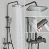 Black Piano Style Shower Set Intelligent Brass Bathroom Faucets Hot Cold Waterfall Tap Rainfall Shower System
