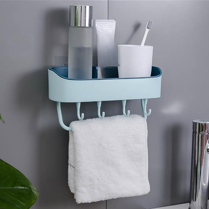 

Двойная вешалка для полотенец для ванной комнаты, сливная полка для кухни, двухцветная, бесшовная, с крючками, съемная вешалка для хранения вещей #C0F9A# светло-синий