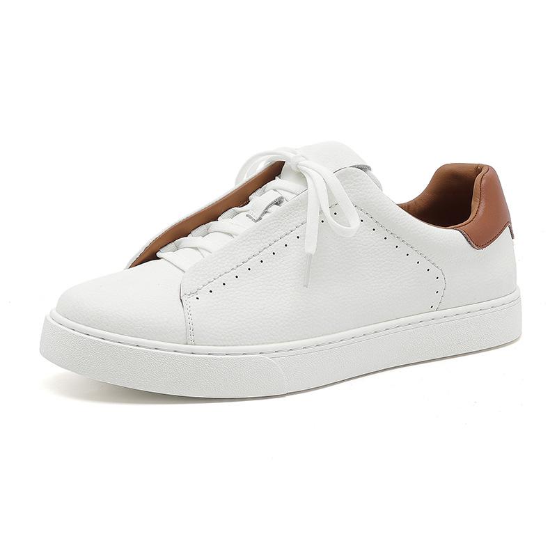 

Универсальные маленькие белые туфли, мужские повседневные кеды из натуральной кожи, накладка на одну педаль, каплевидный узор, супермягкая модная мужская спортивная кожаная обувь 44