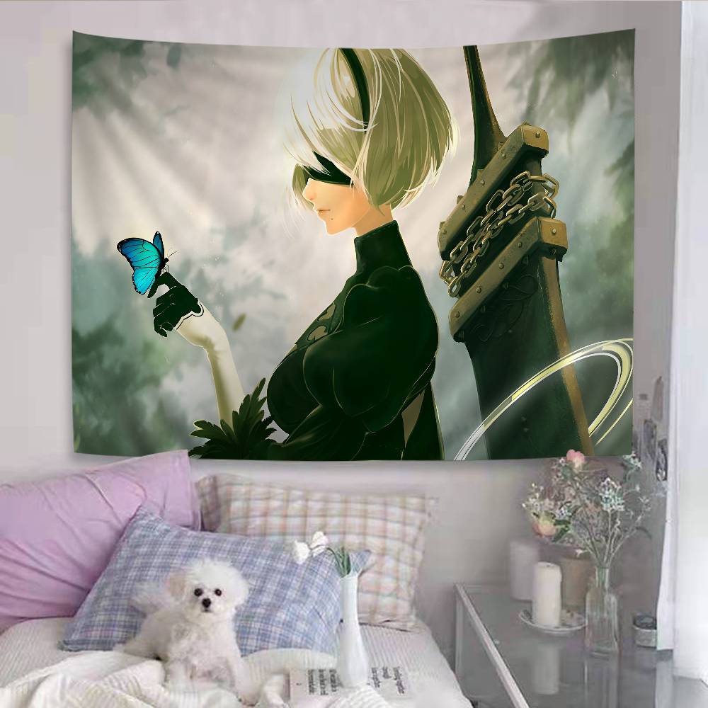 YoRHa 2gou Bgata Colorful Tapestry Wall Hanging Hippie Flower Wall Carpets Dorm Decor Wall Art Decor