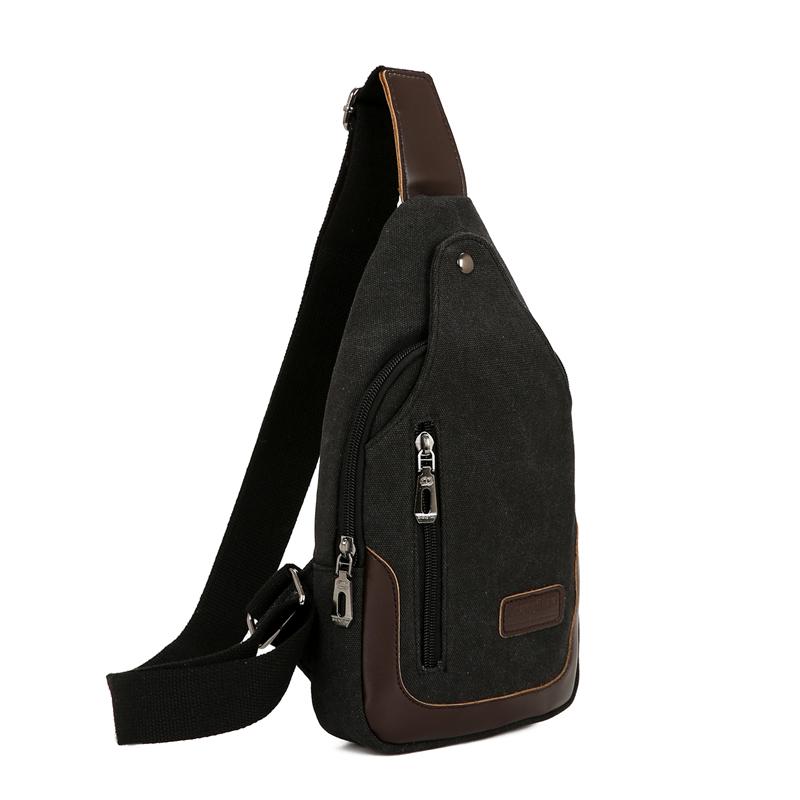 Men's Korean-Style Canvas Crossbody Chest Bag - Trendy Casual Small Shoulder Backpack