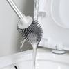 Punch-Free Wall Mounted Toilet Brush with Drainable Base Long Handle Plastic Silicone Toilet Cleaning Brush Bathroom Accessories