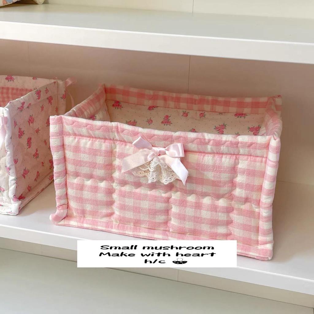 Handmade Quilted Square Storage Basket - Blogger-Inspired Style Desktop Organizer Box