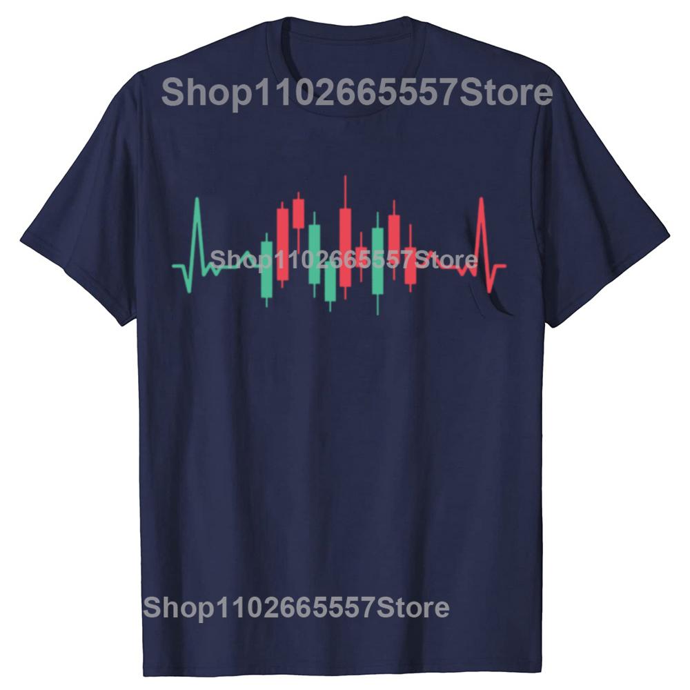 Funny Trader Heartbeat Pulse Stock Market Trading T Shirts Graphic Cotton Streetwear Short Sleeve Birthday Gifts Summer Tshirt S