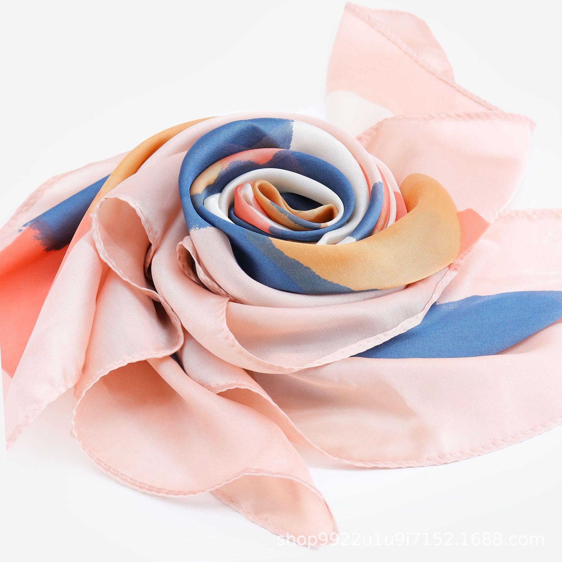 

Весна/лето Новый женский шелковый шарф 70 * 70 см Имитация шелкового твила квадратный шарф Модный принт большой квадратный шарф профессиональный шарф 70*70cm розовый