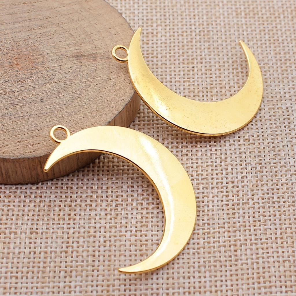 Engraved Crescent Moon Charm Star Pendant For Celestial Mystical Theme DIY Bracelet Necklace Jewelry Making Supplies