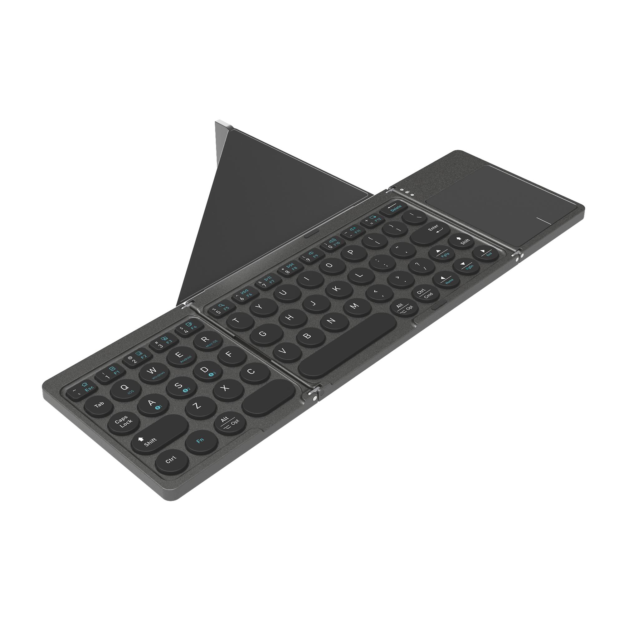 

KF86 MAX Foldable Wireless Bluetooth-Compatible Keyboard with Touchpad+Leather Case Grey