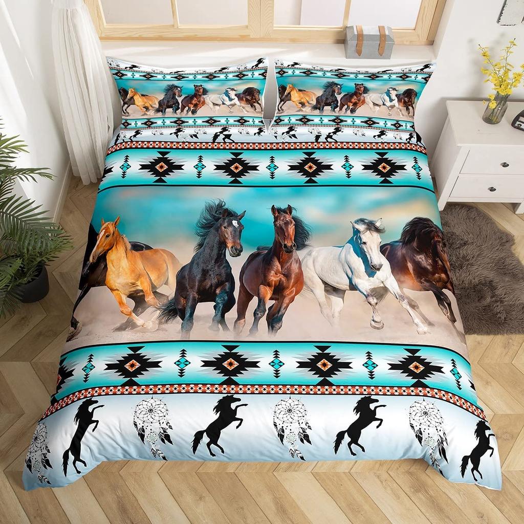 Boho Duvet Cover Southwestern Comforter Cover Ethnic Tribal Arrow Aztec Bed Set Retro Vintage Exotic Bull Cattle Bohemian Decor