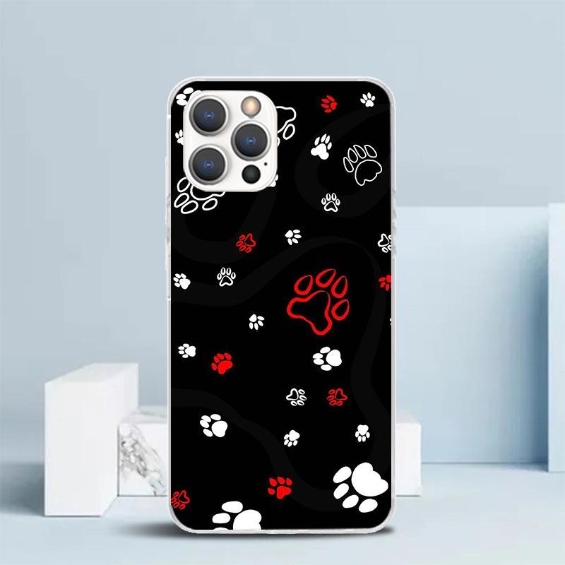 Dog Footprint Paw Cute Phone Case For IPhone 16 17 Air 16E 15 14 Plus 13 Mini 12 11 Pro Max 7 8 + SE 2020 Soft TPU Back Cover 16