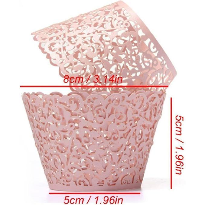 YOZATIA Vine Cupcake Wrappers, 60PCS Lace Cupcake Liners for Regular Sized Cupcake (Pink)