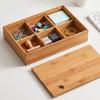 Bamboo Snack Storage Box Square Shape Compartment Candy Plate  Festive Food Display