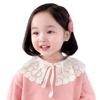 Baby Bib Lace Up Scarf Shawl Cotton Children's Detachable Collar Hollowed Out Female Baby Bib Scarf Children's Accessories 3-8Y