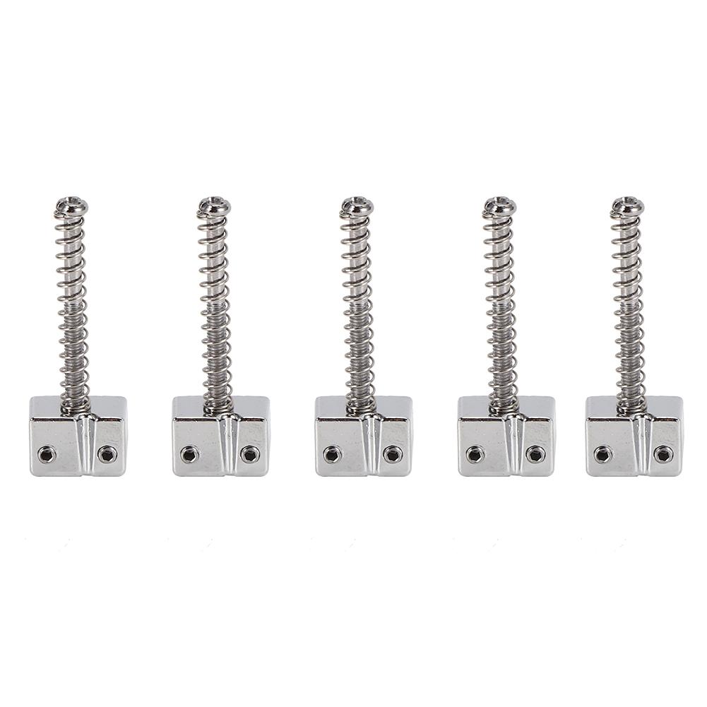 5Pcs Bass Bridge String Saddles for Bass Electric Guitar Replacement Part Spring ScrewsSilver