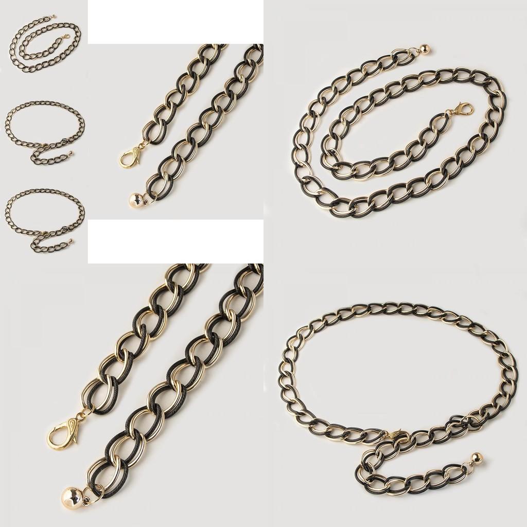 Ladies Double Chain Metal Waist Belt With Gold Finish For Summer And Winter Outfits