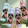 1PC Sunglasses Dachshund Cool Dog Print 750ml Color Plastic Sports Water Bottle Leakproof Flip Straw Lid Suitable for Sports Office Home Use