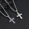 European and American Style Personalized Colorful Zircon Cross Necklace for Men Hip Hop Full Diamond Zircon Pendant Necklace Jewelry for Women