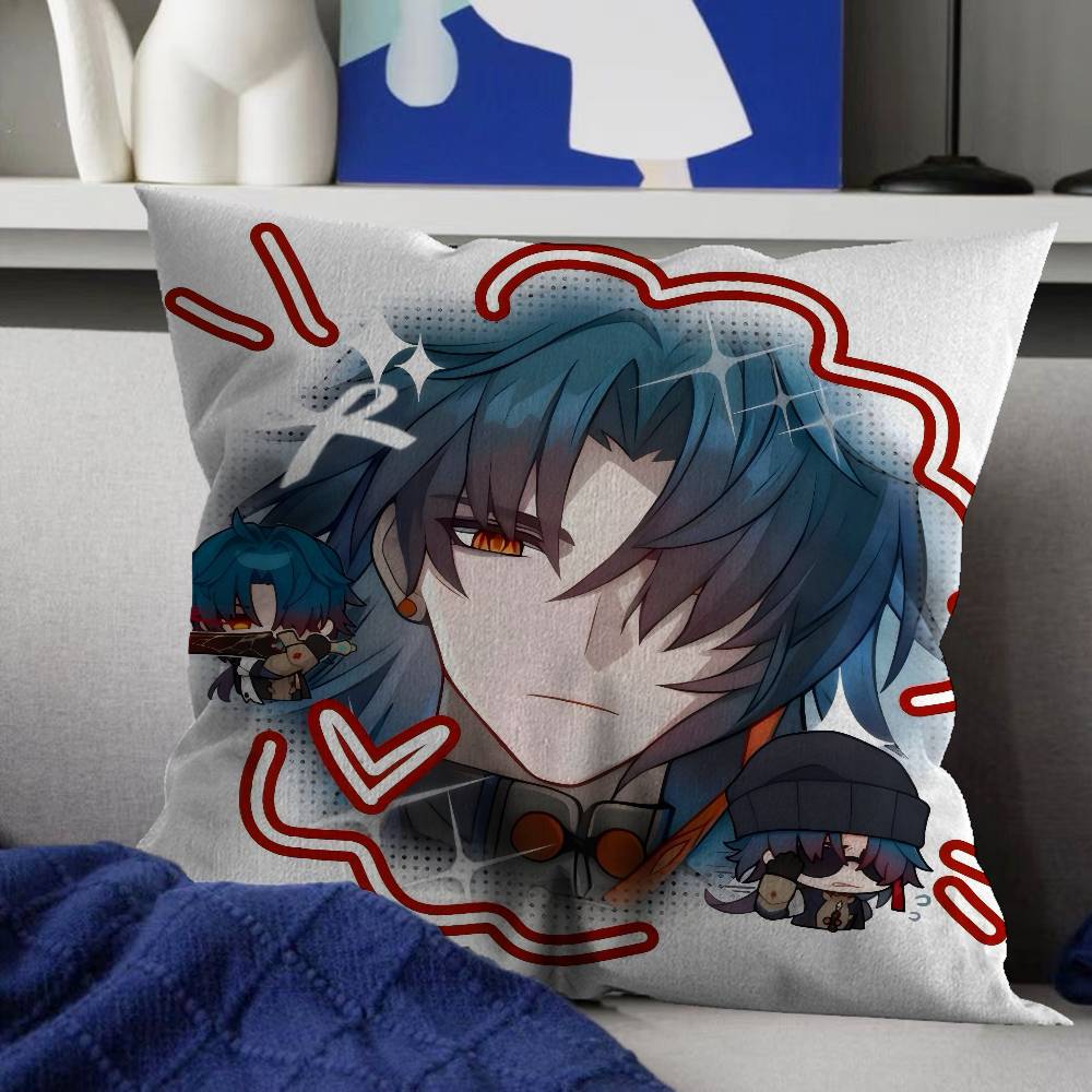 Honkai Star Rail Character Blade Cushion Cover Polyester Sofa Cushions Decorative Throw Pillows Home Decoration Pillowcover