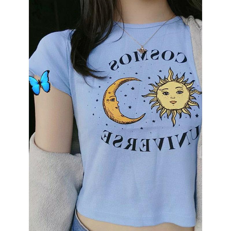 Little Daisy Korean Women's New Summer Slim Short Short Sleeve T-shirt Female Student Top