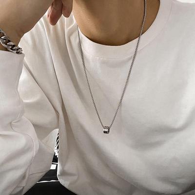 Pánský trendy náhrdelník s přívěskem na malý pas ve stylu hip hop z titanové oceli - Neblednoucí doplněk k řetízku na mikinu