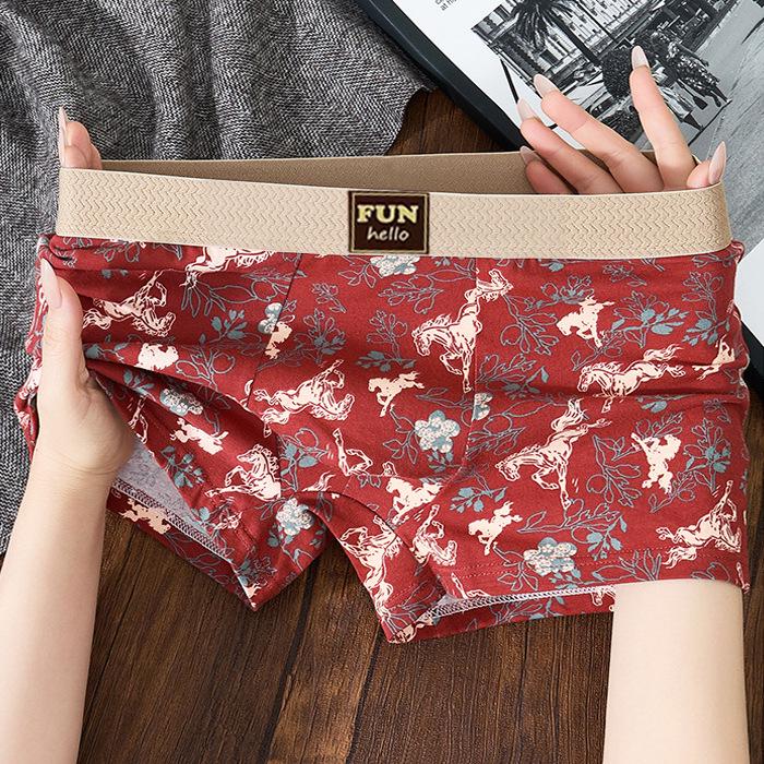 2026 Men's Year of the Horse Breathable Cotton Boxer Briefs - Skin-friendly, Loose Fit, Printed Design