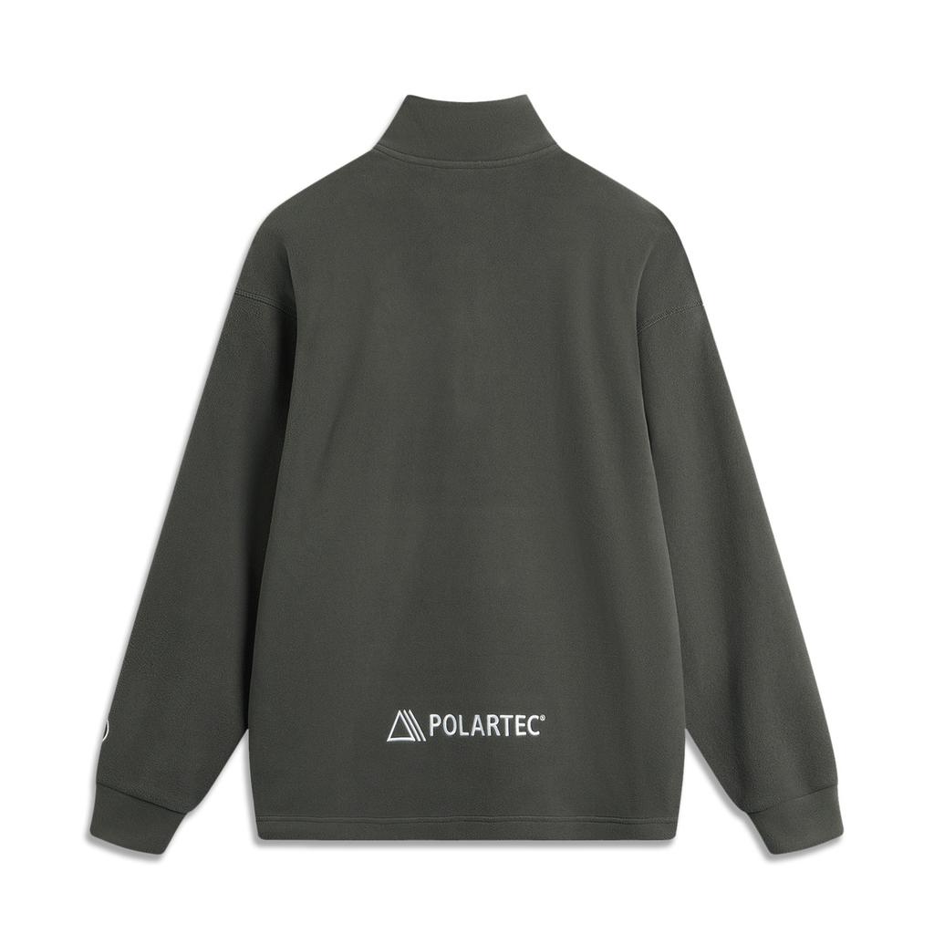 Li-Ning Basketball Series Letter Stand Collar Pullover Dropped Shoulder Fleece Long Sleeve Sweatshirt Men sweatshirt Graphite-Grey AWDU289-4