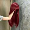 Fashion Wine-red Straight Wig Elegant Full Head Cover Wig for Summer Girls. Suitable for Daily Wear or Anime Cosplay