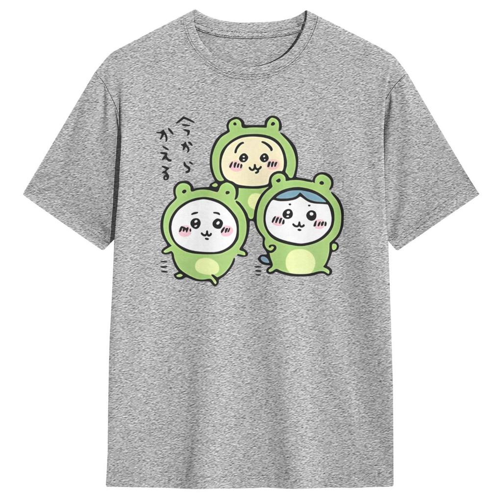 Haikyuu T-Shirt Chiikawa And Friends Frogs Hachiware Usagi Kawaii Bear Cat Cotton T Shirts for Men's Short Sleeve Clothing