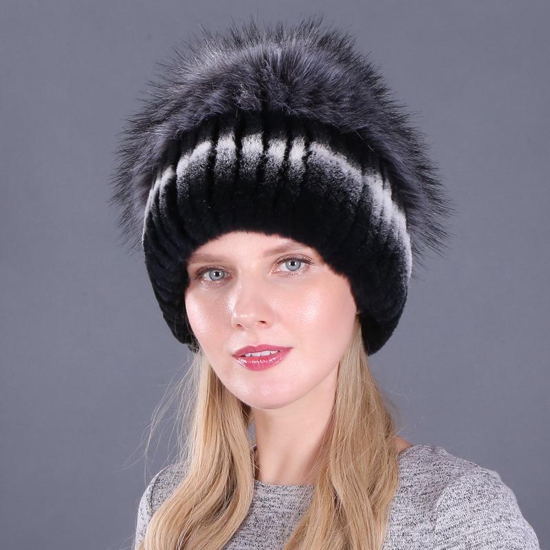 Rabbit hair hat female winter fashion Rex rabbit hair winter warm imitation fox hair hat ear protector thickened adult