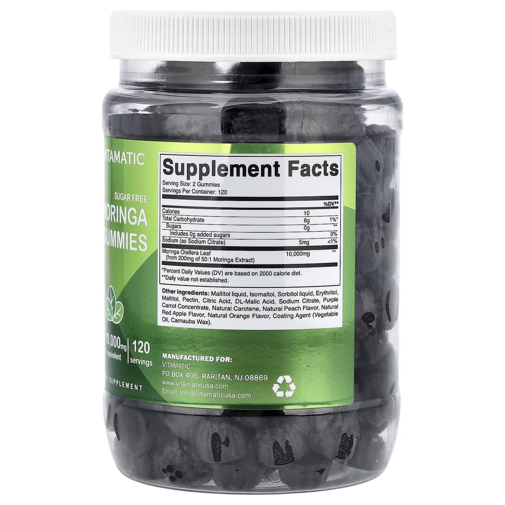 Vitamatic, Moringa Gummies, Sugar-Free, 240 Gummies (5,000mg per Gummie)