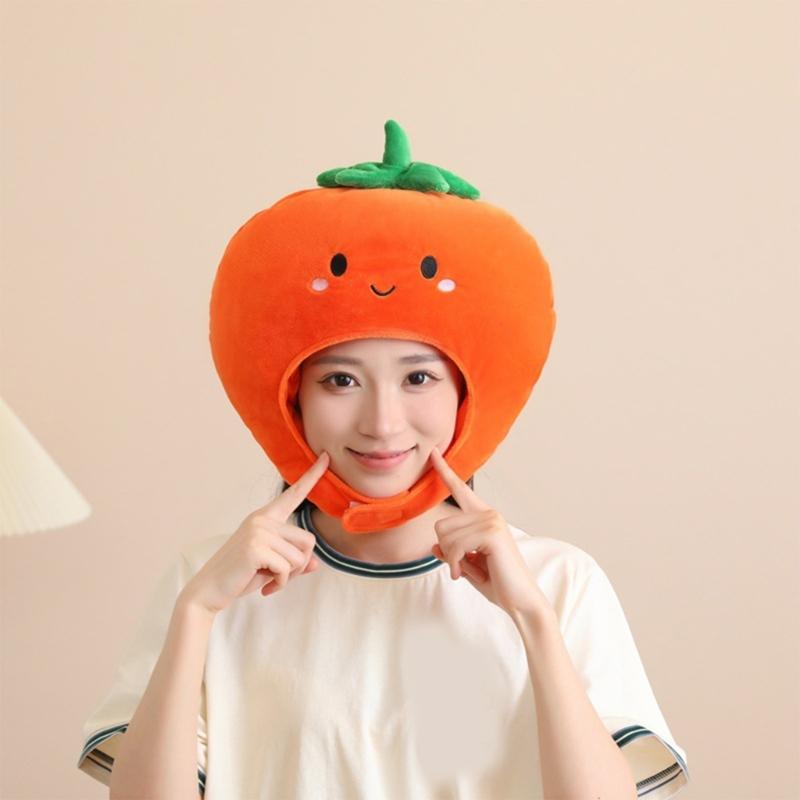 Children Headpiece With Cute Persimmon Design Fade Resistant Fabric Head Cover For Photo Props Holiday Celebrations