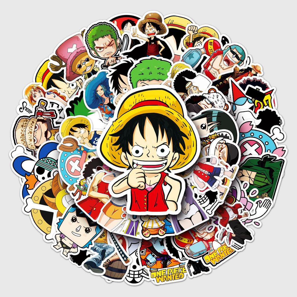 50 Sheets One Piece Anime Stickers: Waterproof Graffiti Decals for Laptops, Skateboards, Cars, Motorcycles, and Guitars