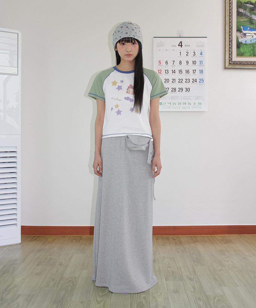 RONRON Betty Boop Pattern String Beanie Gray