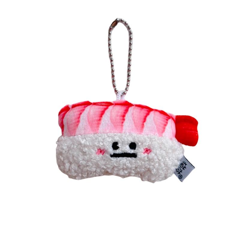 Authentic Salmon And Sweet Shrimp Sushi Plush Pendant Pin Cute And Funny Cartoon Food Hanging Decoration Gift Sushi Pendant)