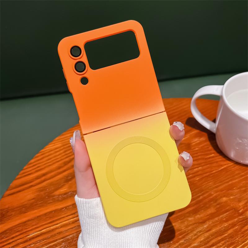 Magnetic Wireless Charging For Magsafe Case For Samsung Galaxy Z Flip 3 4 5 Gradient Color Matte Soft Silicon Folding Back Cover