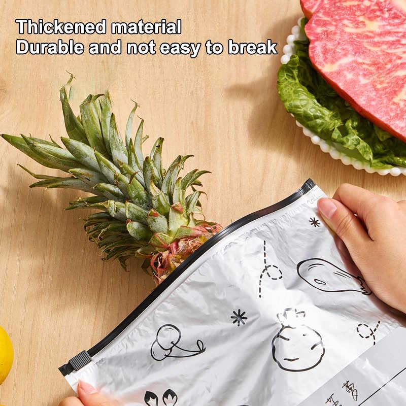10 Pcs/Bag Leakproof Freezer Safe Kitchen Fresh Bag Large Capacity Aluminum Foil Food Bag Fresh-Keeping Reusable Zip Lock Bag