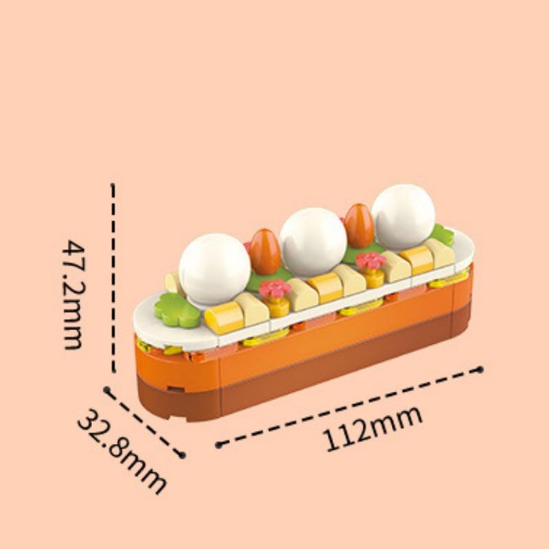 Adorno de pastel de té de la tarde con registro de comida, rompecabezas para niños, juguetes de bloques de construcción