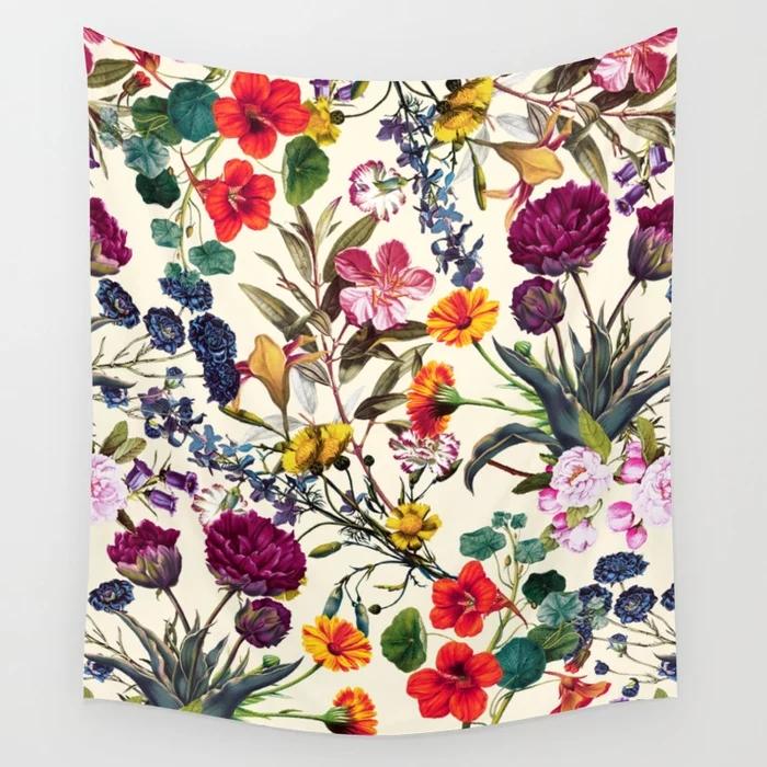 Blumen Wandteppich Wandbehang Mysteriös Romantischer Wandteppich Hintergrund Mandala Haus Wohnzimmer Schlafzimmer Dekor Wandteppich Dekoration