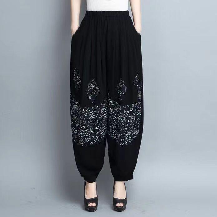 Women's Summer Plus-Size Loose-Fit Bell-Bottom Pants: Casual, Slimming Carrot-Cut Pants for Mature Women