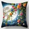 Home Decor Moonlit Floral Patterned Throw Pillow Covers Pattern Cushion Cover Suitable for Sofa Bedroom Car Pillow Cover