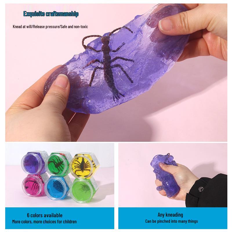 Amber Crystal Insect Slime: Safe Non-Sticky Prank Toy for Kids