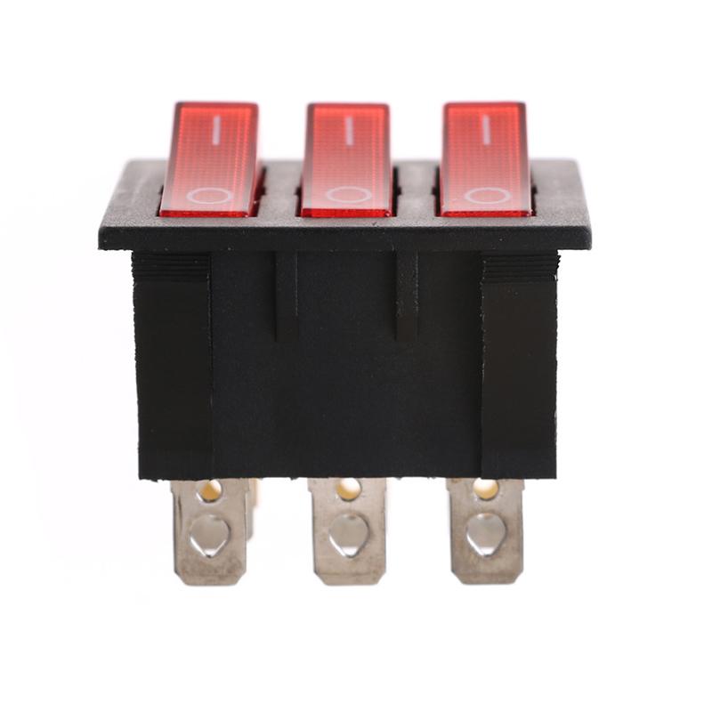 KCD3 34*40 Big Rocker Switches With Red Light Three-Way Switch 9 Pin 2 Position Multi-knife Single-throw 16A/30A 250V